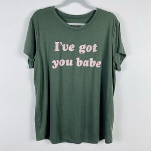 Isabel Maternity Size XL I've Got You Babe Graphic Tee T-Shirt Top Green